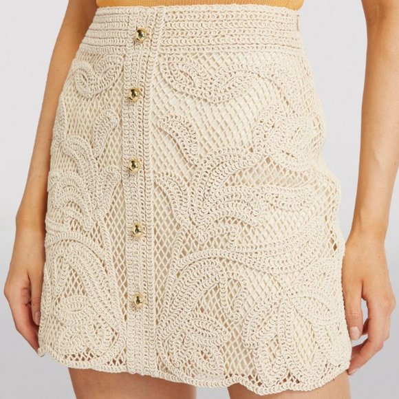 Maje Jirou floral-embroidered knitted mini skirt NWT 34 - Picture 6 of 9